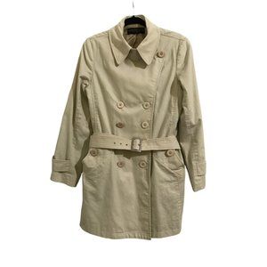 GIANFRANCO ROSSI Cream/Tan Trench Coat with Belt (Size 10)